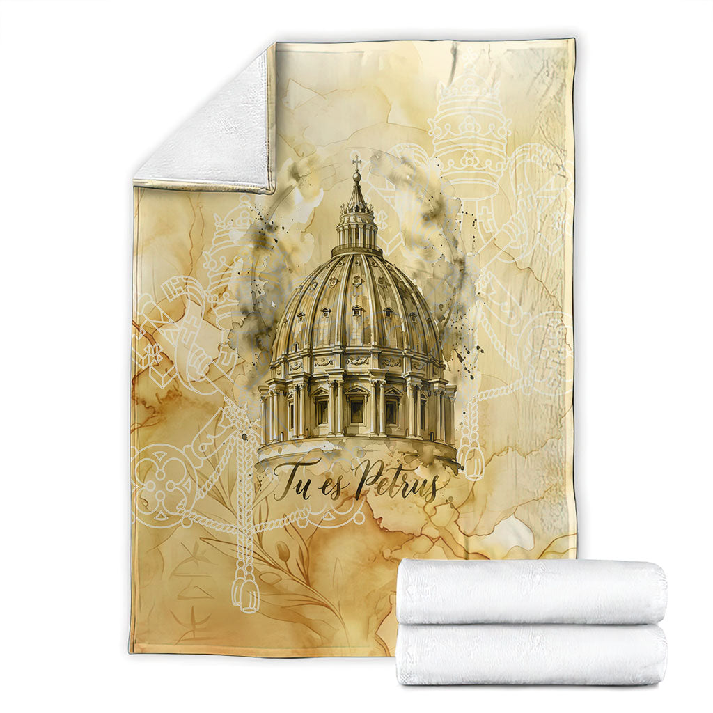Vatican City St Peters Basilica Blanket Papal Tiara - Tu Es Petrus Catholic Watercolor