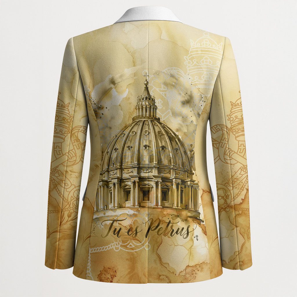 Vatican City St Peters Basilica Blazer Papal Tiara - Tu Es Petrus Catholic Watercolor