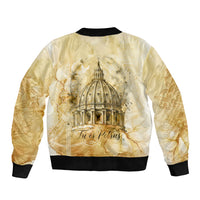Vatican City St Peters Basilica Bomber Jacket Papal Tiara - Tu Es Petrus Catholic Watercolor