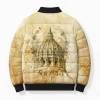 Vatican City St Peters Basilica Bomber Puffer Jacket Papal Tiara - Tu Es Petrus Catholic Watercolor