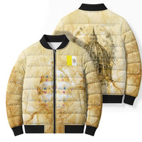 Vatican City St Peters Basilica Bomber Puffer Jacket Papal Tiara - Tu Es Petrus Catholic Watercolor