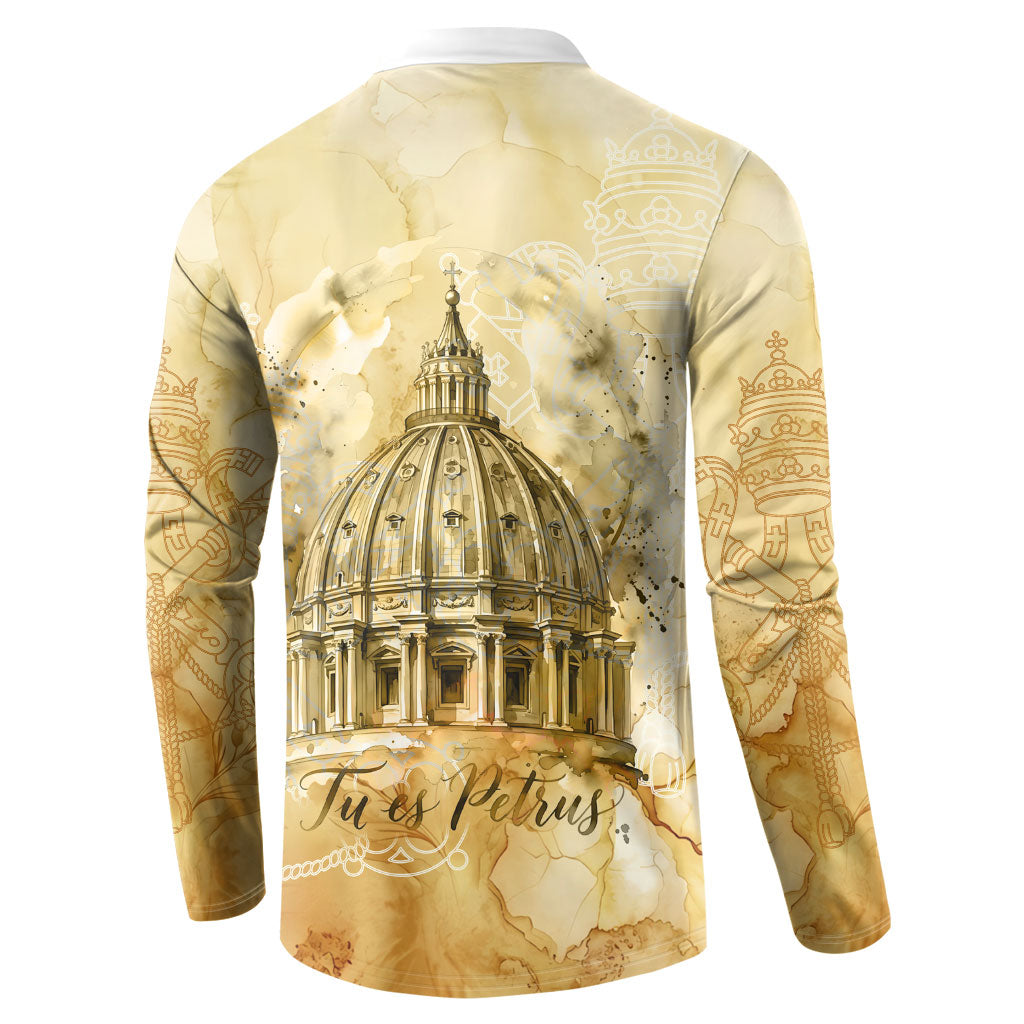 Vatican City St Peters Basilica Button Sweatshirt Papal Tiara - Tu Es Petrus Catholic Watercolor