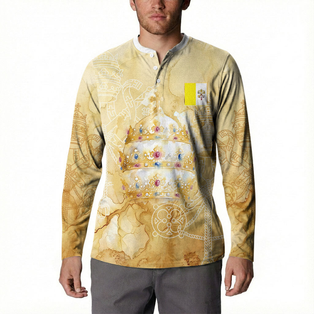 Vatican City St Peters Basilica Button Sweatshirt Papal Tiara - Tu Es Petrus Catholic Watercolor