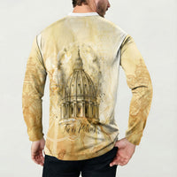 Vatican City St Peters Basilica Button Sweatshirt Papal Tiara - Tu Es Petrus Catholic Watercolor
