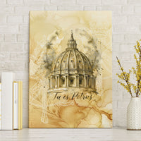 Vatican City St Peters Basilica Canvas Wall Art Papal Tiara - Tu Es Petrus Catholic Watercolor