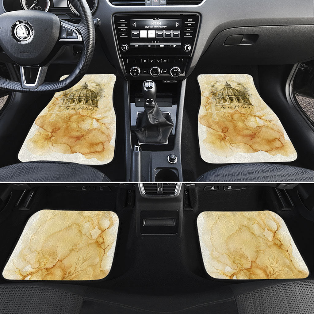 Vatican City St Peters Basilica Car Mats Papal Tiara - Tu Es Petrus Catholic Watercolor
