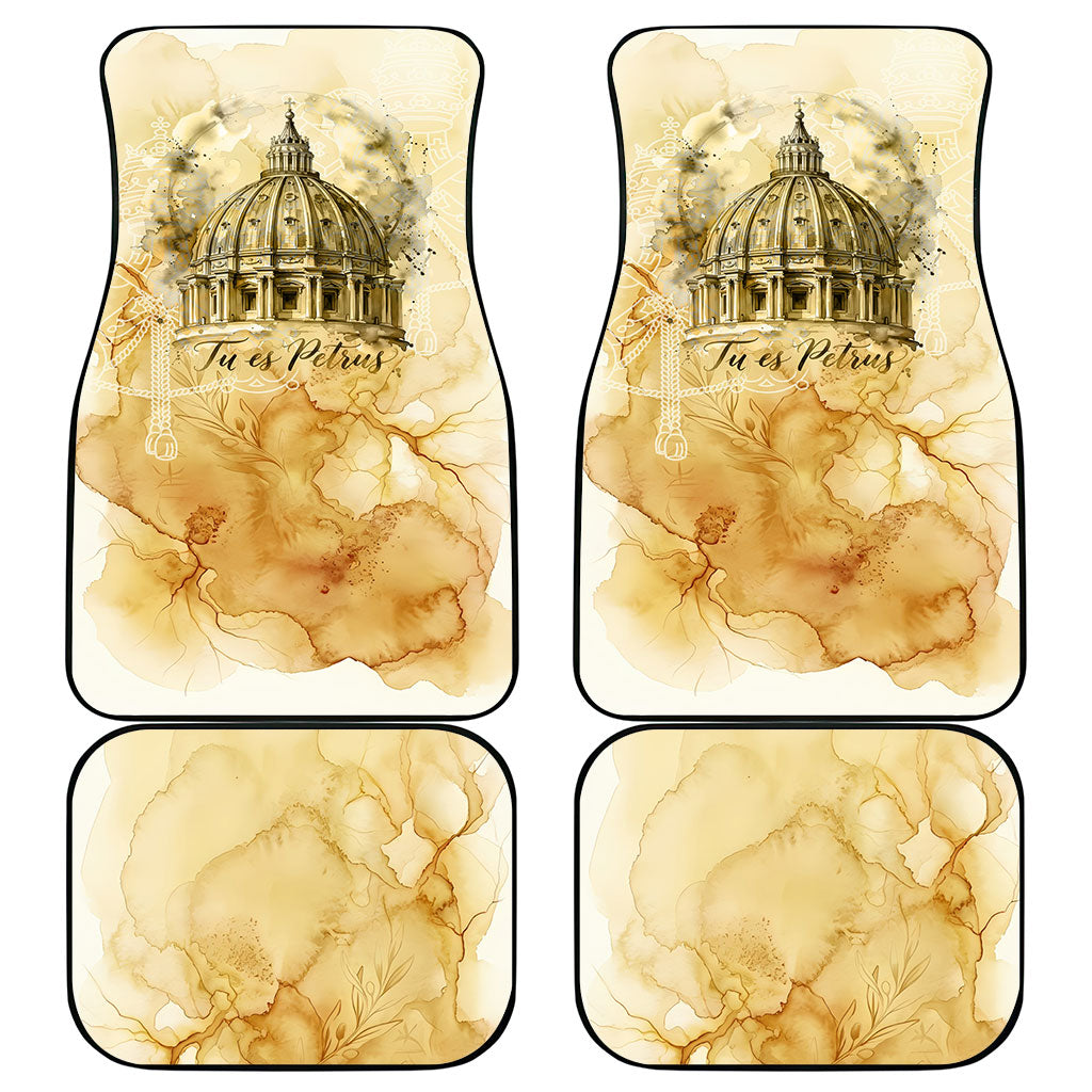 Vatican City St Peters Basilica Car Mats Papal Tiara - Tu Es Petrus Catholic Watercolor