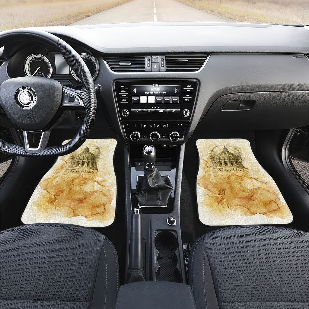 Vatican City St Peters Basilica Car Mats Papal Tiara - Tu Es Petrus Catholic Watercolor