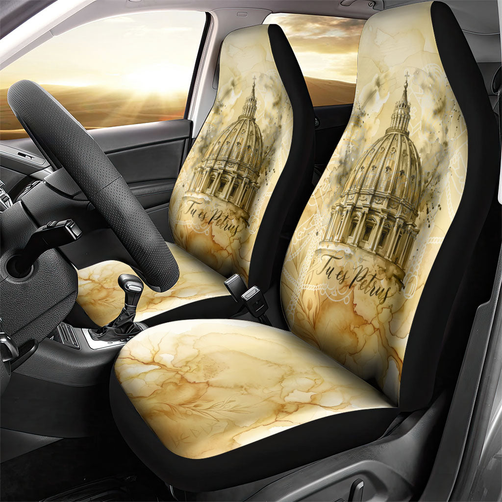 Vatican City St Peters Basilica Car Seat Cover Papal Tiara - Tu Es Petrus Catholic Watercolor
