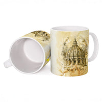 Vatican City St Peters Basilica Ceramic Mug Papal Tiara - Tu Es Petrus Catholic Watercolor