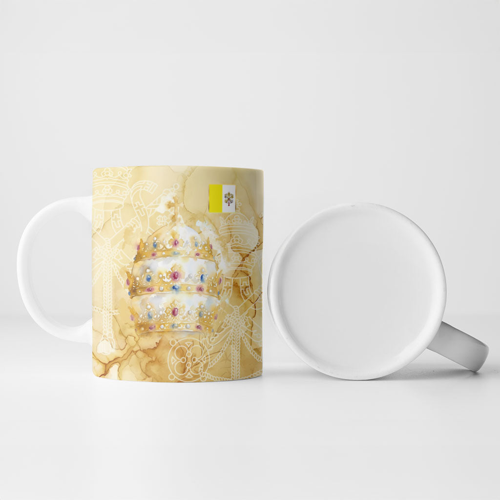 Vatican City St Peters Basilica Ceramic Mug Papal Tiara - Tu Es Petrus Catholic Watercolor