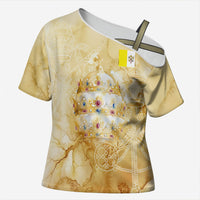 Vatican City St Peters Basilica Cross Shoulder Shirt Papal Tiara - Tu Es Petrus Catholic Watercolor