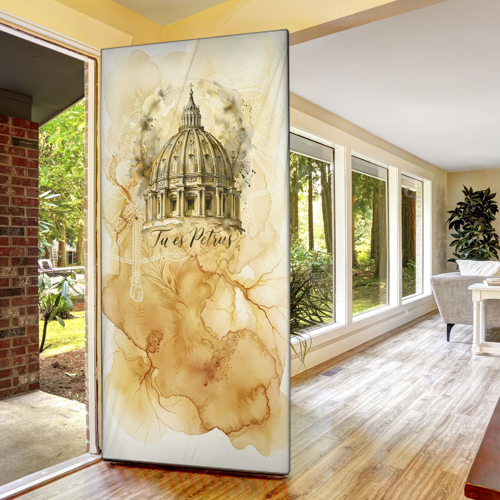 Vatican City St Peters Basilica Door Cover Papal Tiara - Tu Es Petrus Catholic Watercolor