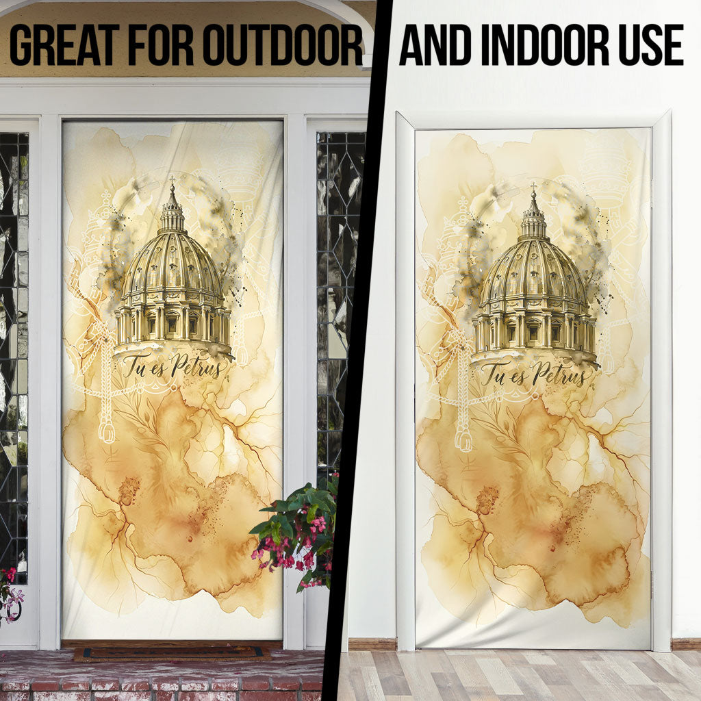 Vatican City St Peters Basilica Door Cover Papal Tiara - Tu Es Petrus Catholic Watercolor