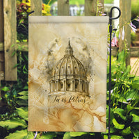 Vatican City St Peters Basilica Garden Flag Papal Tiara - Tu Es Petrus Catholic Watercolor