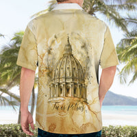 Vatican City St Peters Basilica Hawaiian Shirt Papal Tiara - Tu Es Petrus Catholic Watercolor