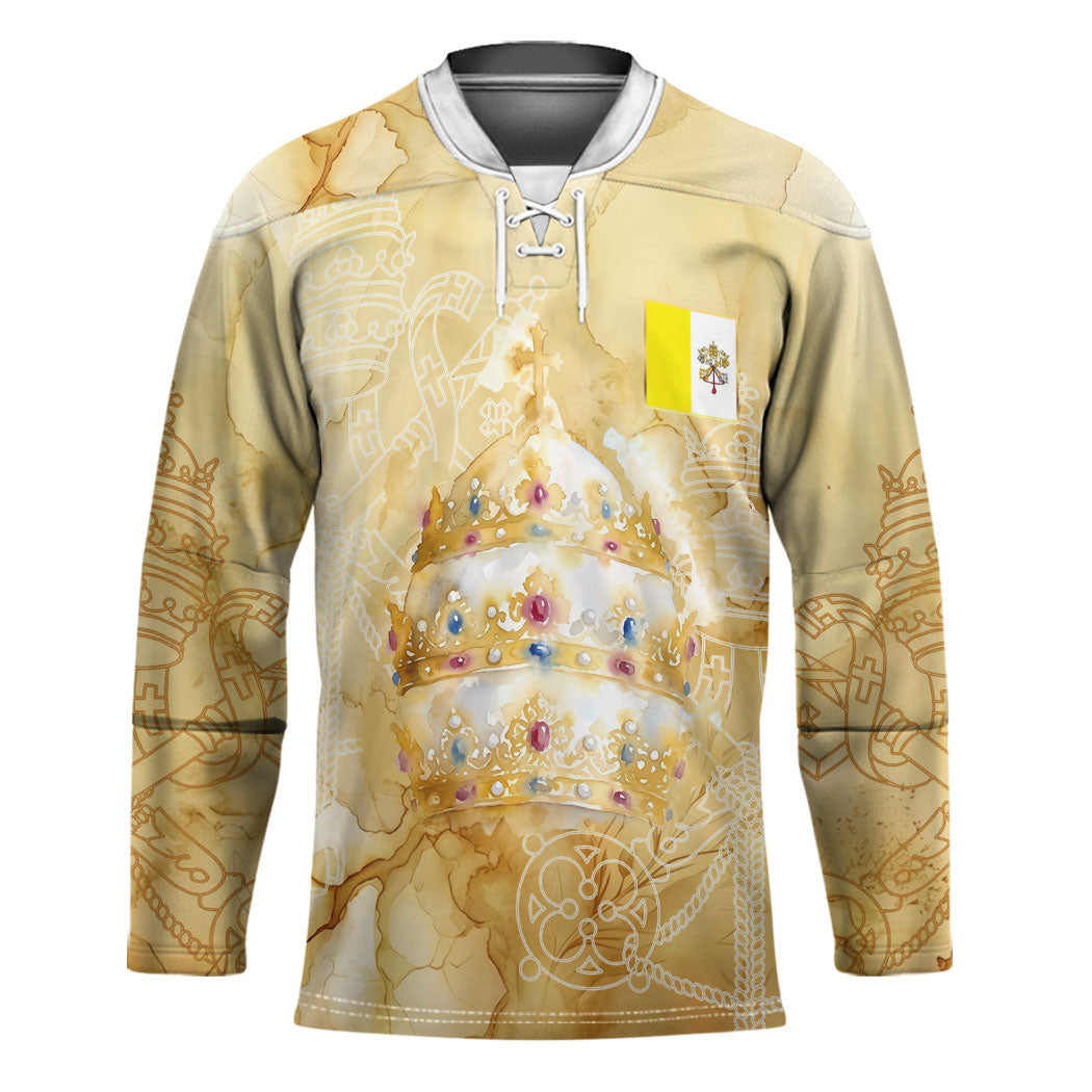 Vatican City St Peters Basilica Hockey Jersey Papal Tiara - Tu Es Petrus Catholic Watercolor