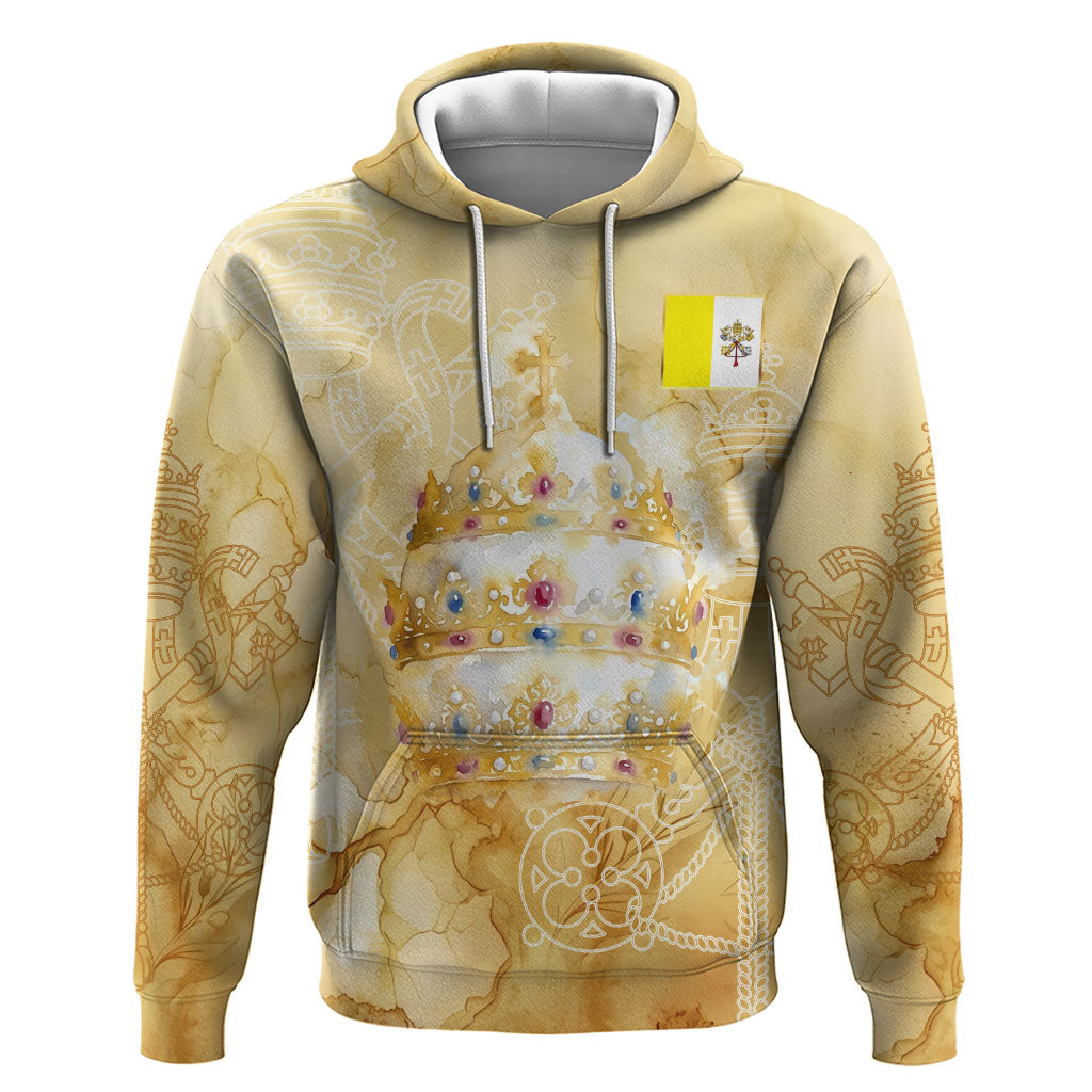Vatican City St Peters Basilica Hoodie Papal Tiara - Tu Es Petrus Catholic Watercolor