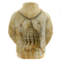 Vatican City St Peters Basilica Hoodie Papal Tiara - Tu Es Petrus Catholic Watercolor