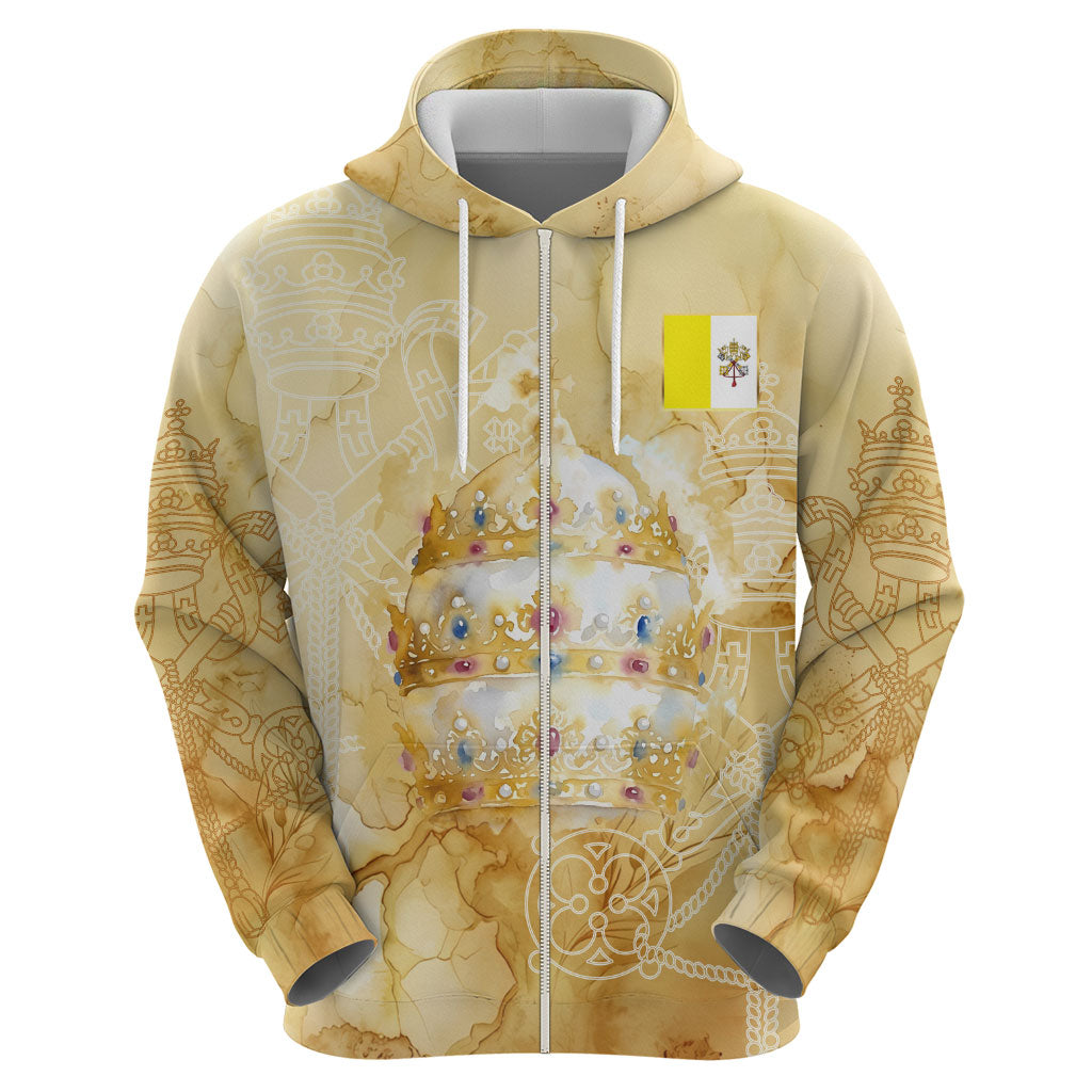 Vatican City St Peters Basilica Hoodie Papal Tiara - Tu Es Petrus Catholic Watercolor