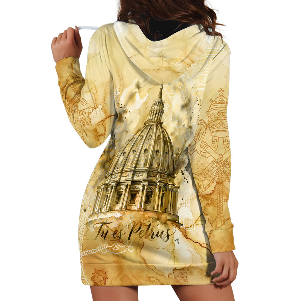 Vatican City St Peters Basilica Hoodie Dress Papal Tiara - Tu Es Petrus Catholic Watercolor