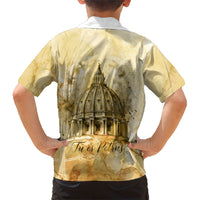 Vatican City St Peters Basilica Kid Hawaiian Shirt Papal Tiara - Tu Es Petrus Catholic Watercolor