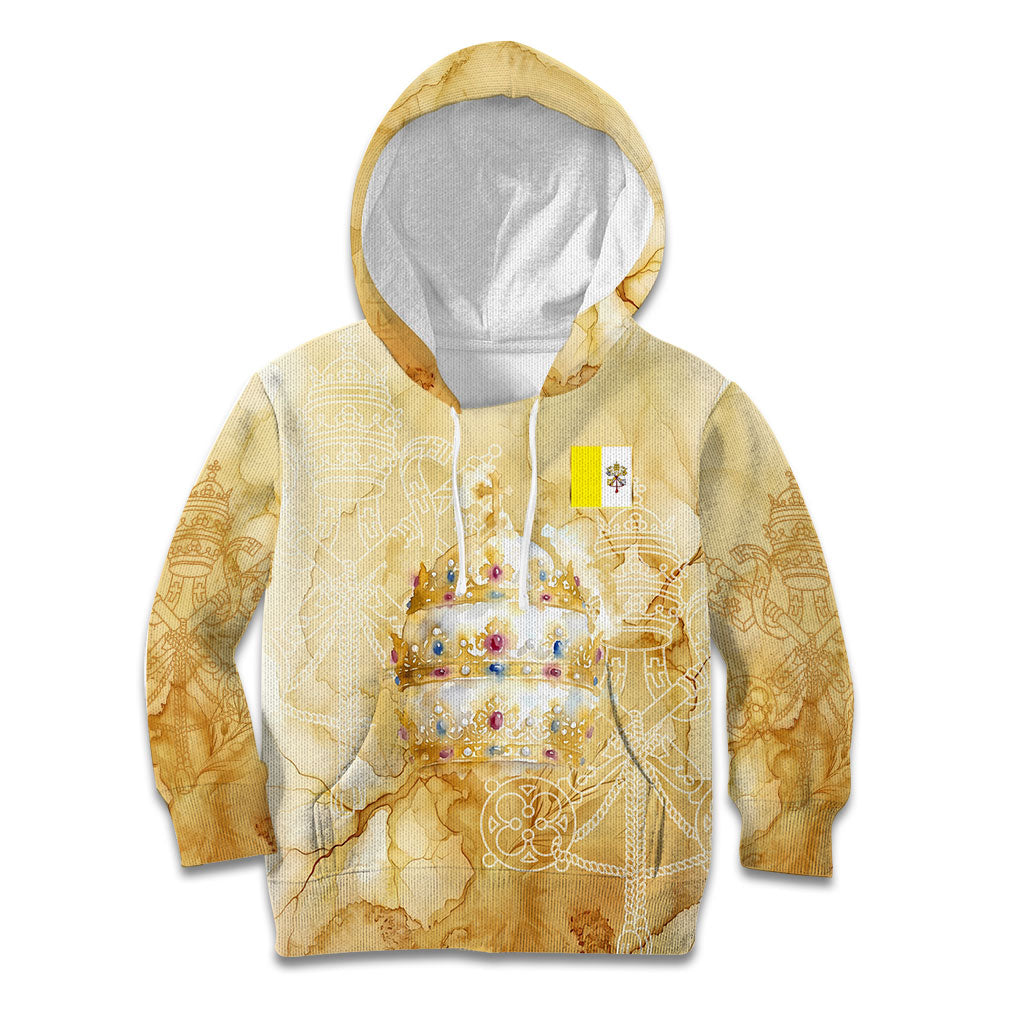 Vatican City St Peters Basilica Kid Hoodie Papal Tiara - Tu Es Petrus Catholic Watercolor