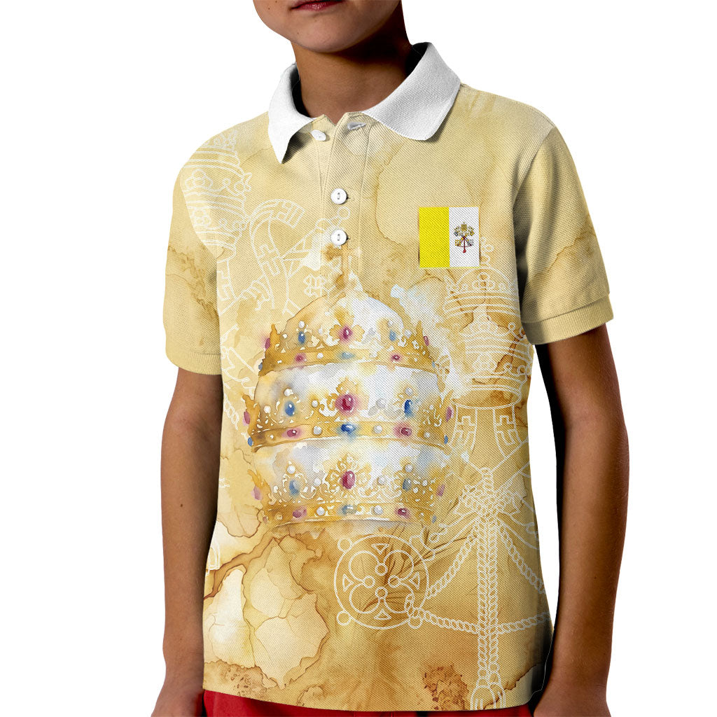 Vatican City St Peters Basilica Kid Polo Shirt Papal Tiara - Tu Es Petrus Catholic Watercolor