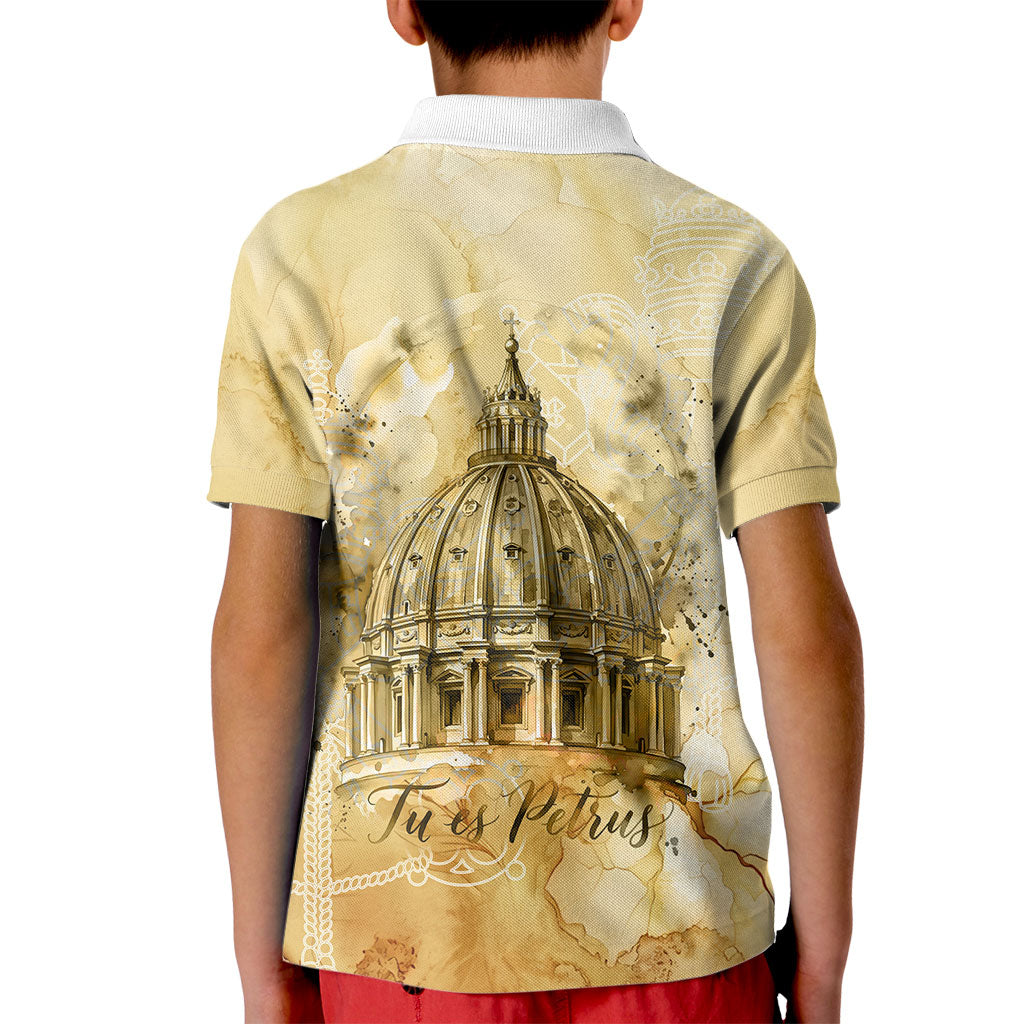 Vatican City St Peters Basilica Kid Polo Shirt Papal Tiara - Tu Es Petrus Catholic Watercolor