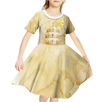 Vatican City St Peters Basilica Kid Short Sleeve Dress Papal Tiara - Tu Es Petrus Catholic Watercolor