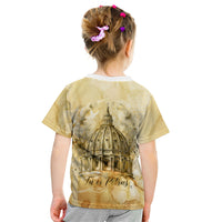 Vatican City St Peters Basilica Kid T Shirt Papal Tiara - Tu Es Petrus Catholic Watercolor