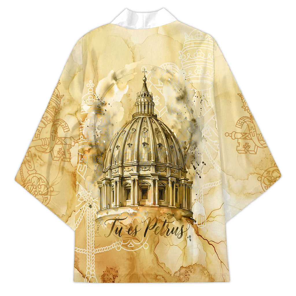 Vatican City St Peters Basilica Kimono Papal Tiara - Tu Es Petrus Catholic Watercolor