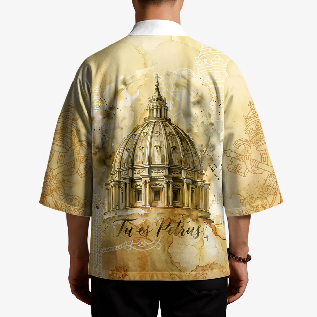 Vatican City St Peters Basilica Kimono Papal Tiara - Tu Es Petrus Catholic Watercolor