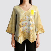 Vatican City St Peters Basilica Kimono Sleeve Blouse Papal Tiara - Tu Es Petrus Catholic Watercolor