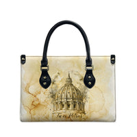 Vatican City St Peters Basilica Leather Bag Papal Tiara - Tu Es Petrus Catholic Watercolor