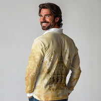 Vatican City St Peters Basilica Long Sleeve Polo Shirt Papal Tiara - Tu Es Petrus Catholic Watercolor