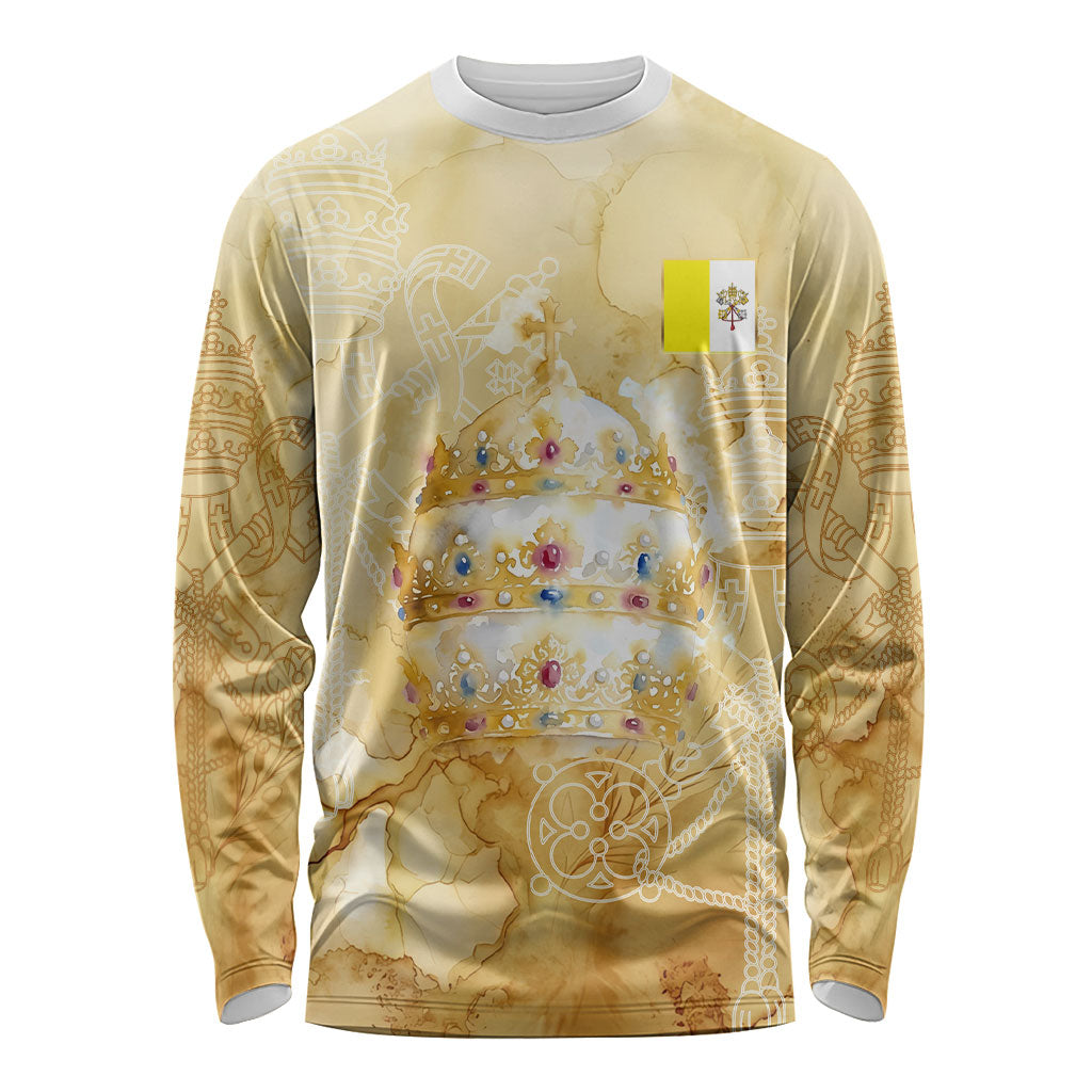 Vatican City St Peters Basilica Long Sleeve Shirt Papal Tiara - Tu Es Petrus Catholic Watercolor