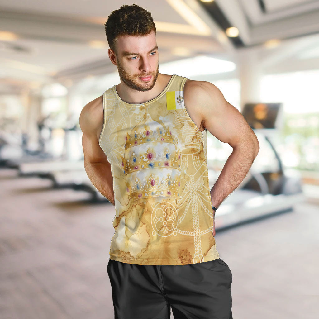 Vatican City St Peters Basilica Men Tank Top Papal Tiara - Tu Es Petrus Catholic Watercolor