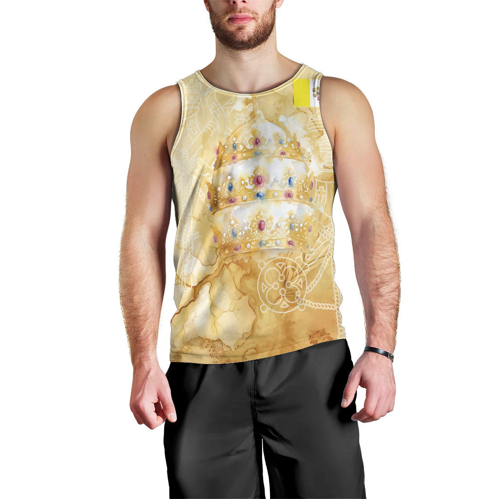 Vatican City St Peters Basilica Men Tank Top Papal Tiara - Tu Es Petrus Catholic Watercolor