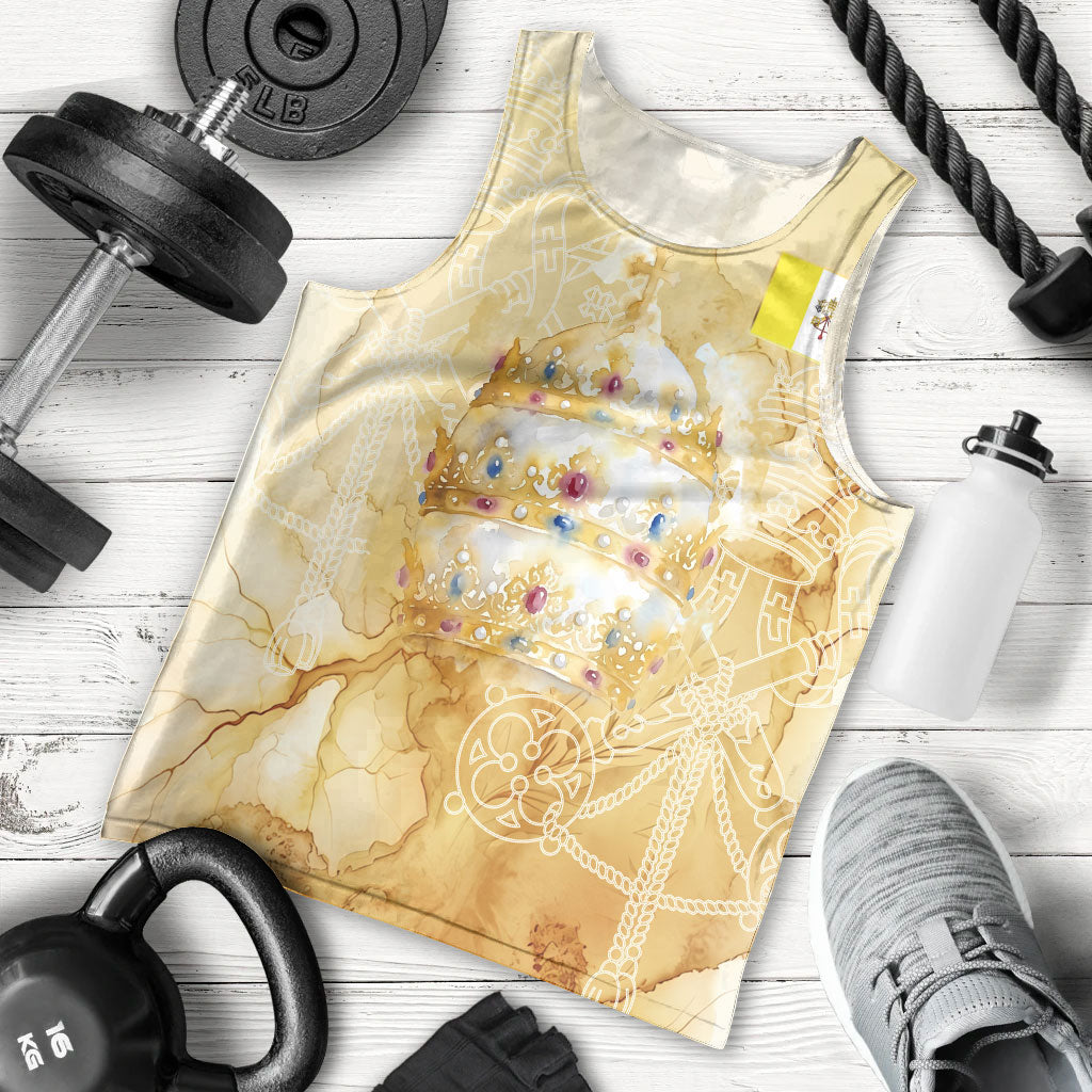 Vatican City St Peters Basilica Men Tank Top Papal Tiara - Tu Es Petrus Catholic Watercolor