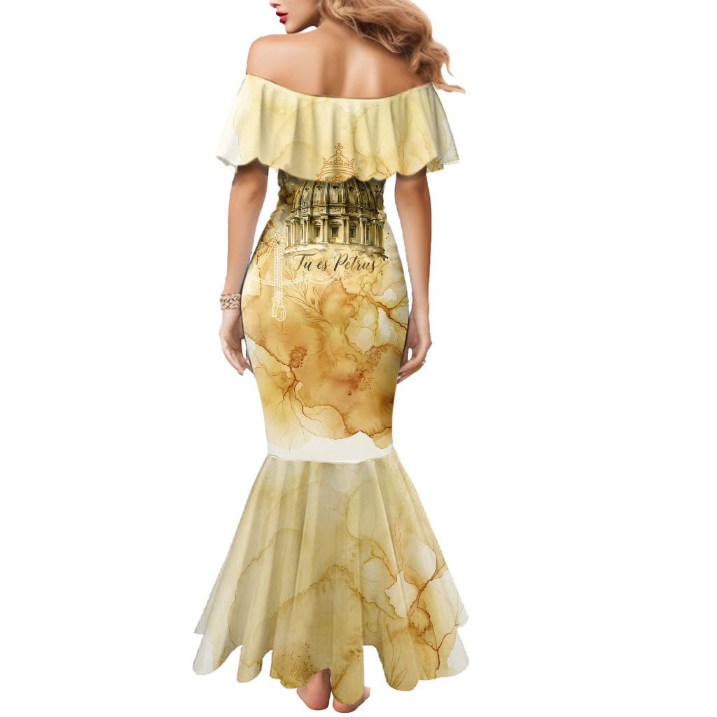 Vatican City St Peters Basilica Mermaid Dress Papal Tiara - Tu Es Petrus Catholic Watercolor