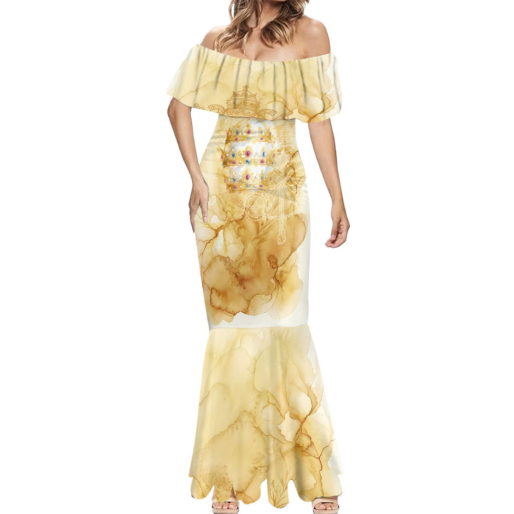 Vatican City St Peters Basilica Mermaid Dress Papal Tiara - Tu Es Petrus Catholic Watercolor
