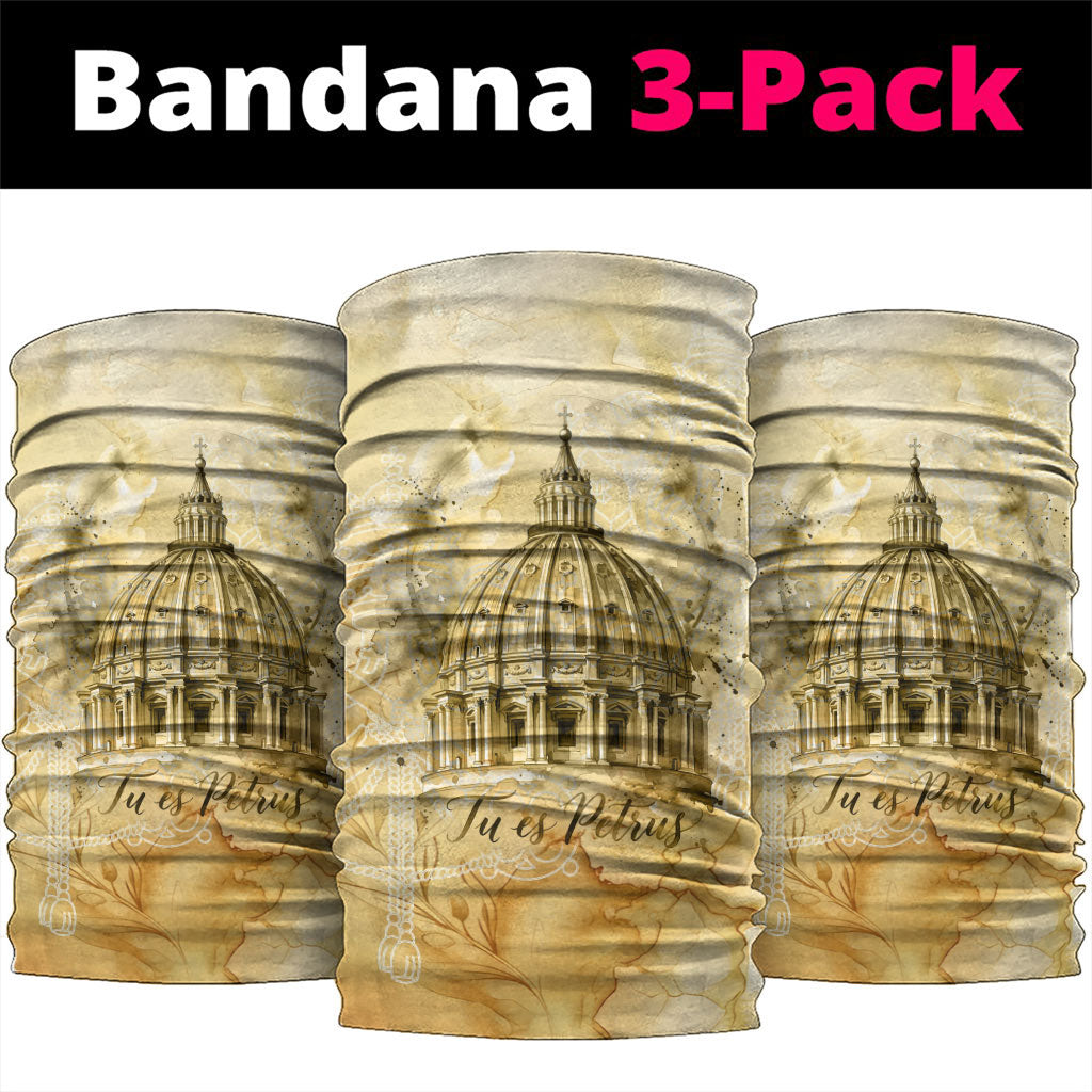 Vatican City St Peters Basilica Neck Gaiter Papal Tiara - Tu Es Petrus Catholic Watercolor