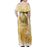 Vatican City St Peters Basilica Off Shoulder Maxi Dress Papal Tiara - Tu Es Petrus Catholic Watercolor