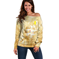 Vatican City St Peters Basilica Off Shoulder Sweater Papal Tiara - Tu Es Petrus Catholic Watercolor