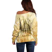 Vatican City St Peters Basilica Off Shoulder Sweater Papal Tiara - Tu Es Petrus Catholic Watercolor