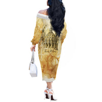 Vatican City St Peters Basilica Off The Shoulder Long Sleeve Dress Papal Tiara - Tu Es Petrus Catholic Watercolor