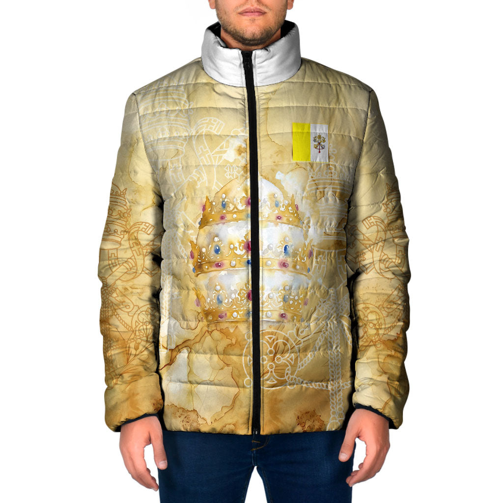 Vatican City St Peters Basilica Padded Jacket Papal Tiara - Tu Es Petrus Catholic Watercolor