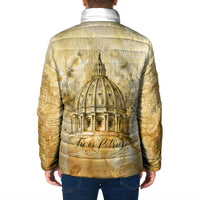 Vatican City St Peters Basilica Padded Jacket Papal Tiara - Tu Es Petrus Catholic Watercolor