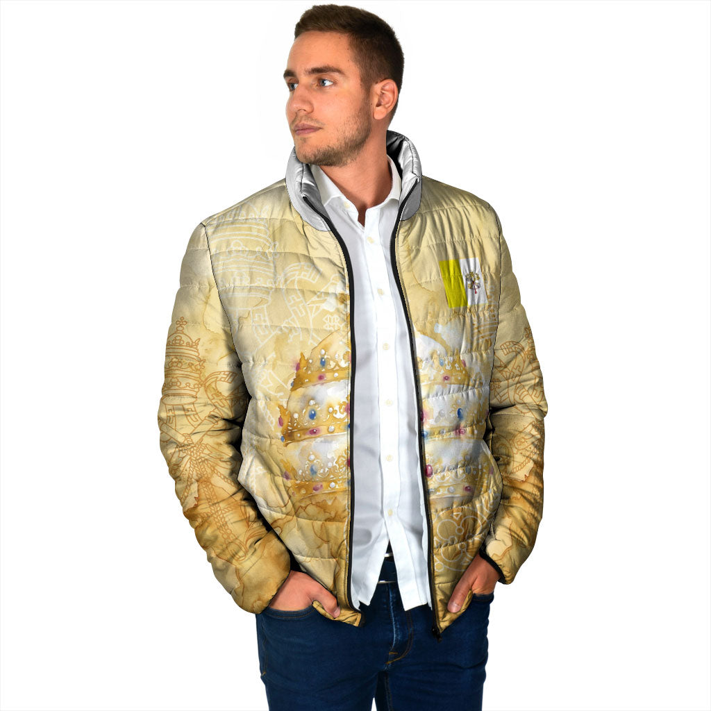 Vatican City St Peters Basilica Padded Jacket Papal Tiara - Tu Es Petrus Catholic Watercolor
